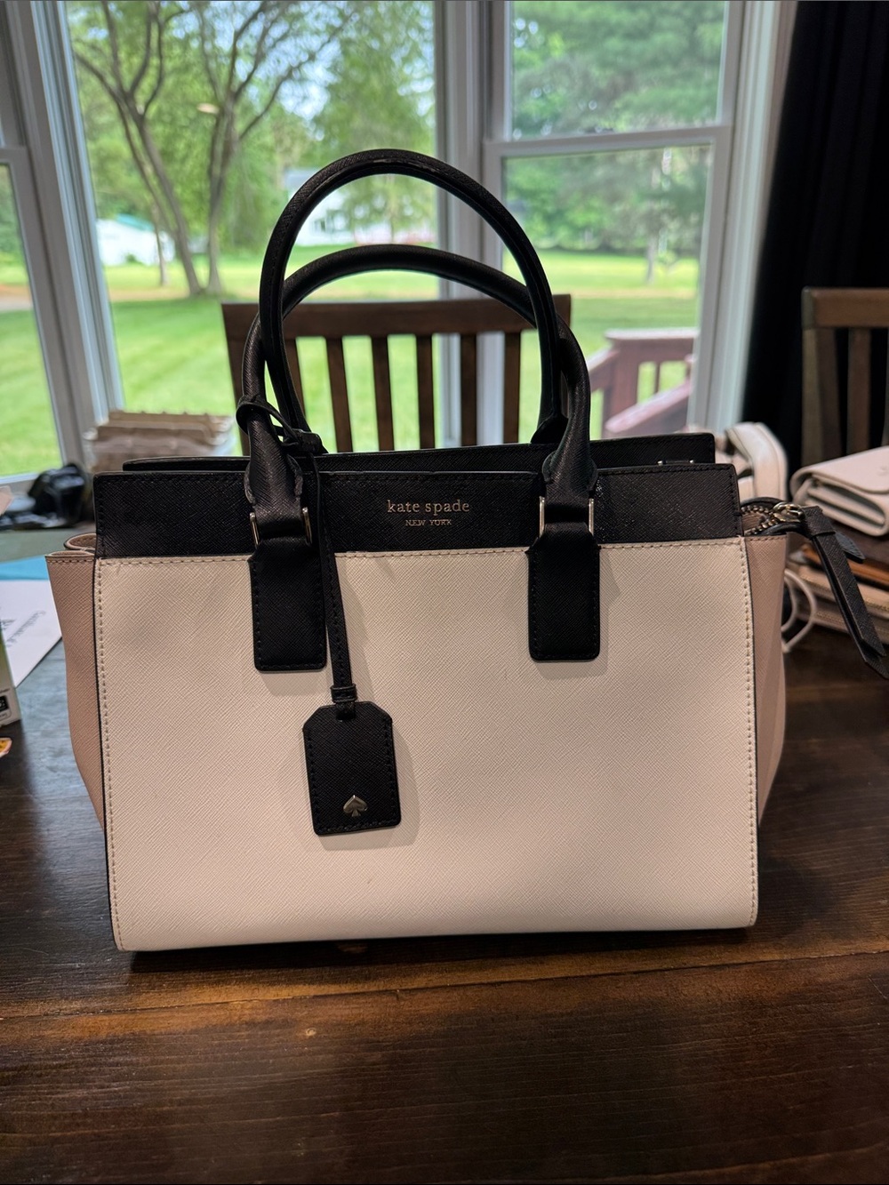 kate spade Black, White & Blush Leather Satchel